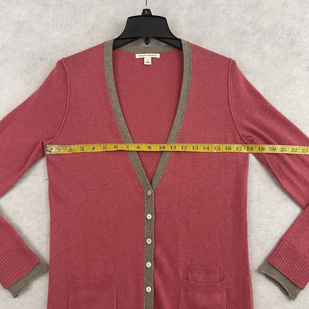 Banana Republic Cardigan Sweater Womens Size Large Pink Button Up Wool Cashmere - Picture 4 of 12